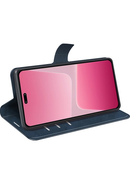Xiaomi Için 13 Lite/civi 2 5g Kare Toka Deri Telefon Kasası Buzağı Doku Cüzdanı Stand Önleme Önleyici Kapak-Mavi (Yurt Dışından) fırsatları