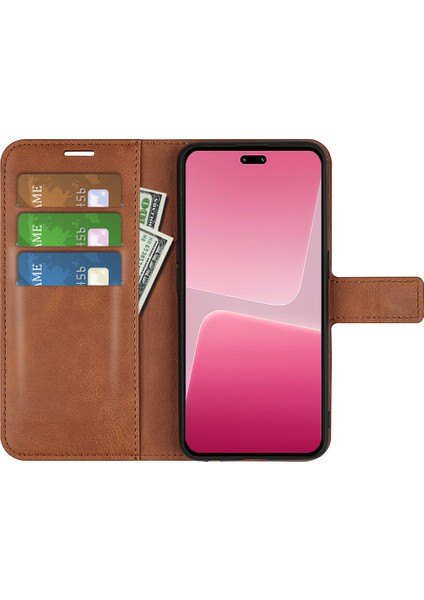 Xiaomi Için 13 Lite/civi 2 5g Kare Toka Deri Telefon Kasası Buzağı Doku Cüzdanı Stand Önleme Önleyici Kapak Işığı Kahverengi (Yurt Dışından) fiyatları