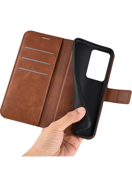 Xiaomi Için 13 Lite/civi 2 5g Kare Toka Deri Telefon Kasası Buzağı Doku Cüzdanı Stand Önleme Önleyici Kapak Işığı Kahverengi (Yurt Dışından) fırsatları