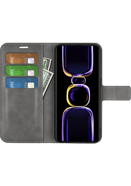 Xiaomi Poco F5 Pro 5g/redmi K60 Pro 5G/K60 5g Kare Manyetik Toka Telefon Kapağı Buzağı Doku Deri Stand Cüzdan Case-Grey (Yurt Dışından) fiyatları