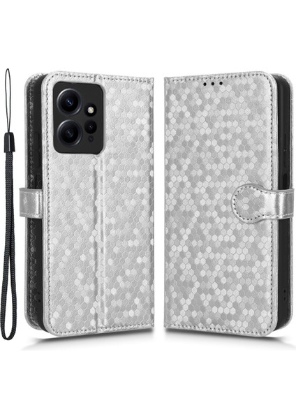 Xiaomi Için Redmi Note 12 4g Telefon Kılıfı Dot Deseni Stand Cüzdan-Silver ile Basılı Pu Deri Kapak (Yurt Dışından)