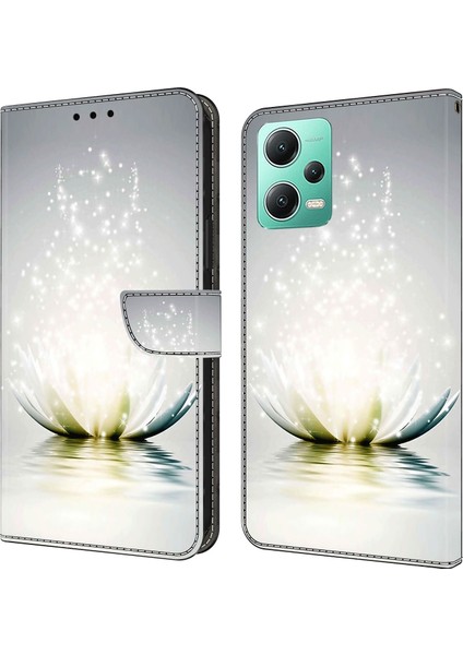 Xiaomi Redmi Için Telefon Kılıfı Not 12 5g (Çin)/(Hindistan)/(Global)/poco X5 5g, Pu Deri 3D Desen Stand Flip Cüzdan Kapak Lotus (Yurt Dışından)