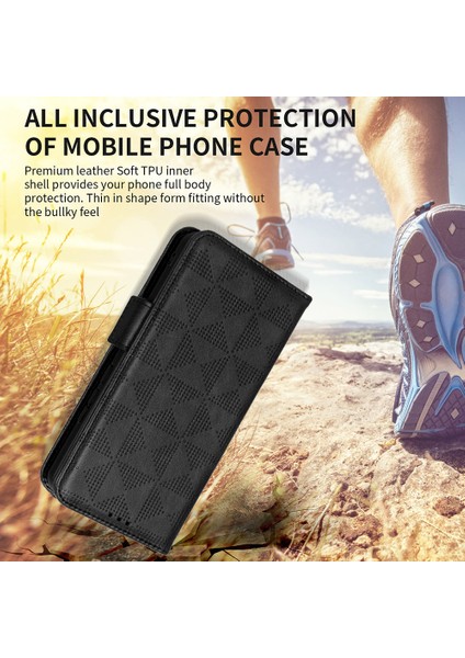 Xiaomi 13 Lite/civi 2 5g Deri Telefon Cüzdan Kılıfı Baskılı Üçgen Desen Standı Akıllı Telefon Kapak Morası (Yurt Dışından) modelleri