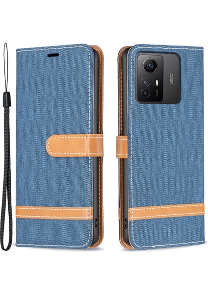 Xiaomi Için Redmi Note 12S 4g Stand Kılıf Kot Pus Cülten Pu Deri+Tpu Telefon Kapak Navy Mavi (Yurt Dışından)