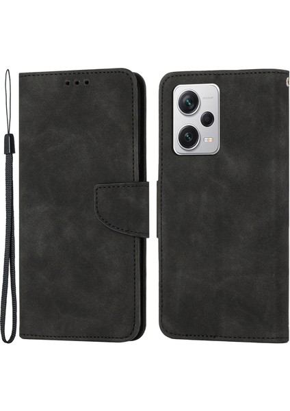 Xiaomi Redmi Için Note 12 Pro 5g/note 12 Pro Speed ​​5g/poco X5 Pro 5g Deri Telefon Kılıfı Katı Renk Cüzdan Stand Kapağı Black (Yurt Dışından)