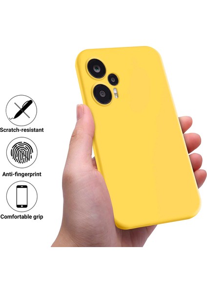 Xiaomi Poco F5 5G/Redmi için Cep Telefonu Kapağı Not 12 Turbo, Yumuşak Astar+Sıvı Silikon Akıllı Telefon Kasası Kılıf Strap-Sarı (Yurt Dışından) fiyatları