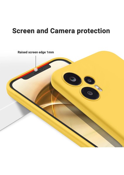 Xiaomi Poco F5 5G/Redmi için Cep Telefonu Kapağı Not 12 Turbo, Yumuşak Astar+Sıvı Silikon Akıllı Telefon Kasası Kılıf Strap-Sarı (Yurt Dışından) fırsatları
