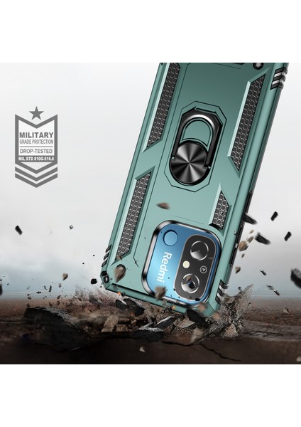 Xiaomi Redmi Için 12C 4g Telefon Kılıfı ile Halka Kickstand Şok Geçirmez Pc+Tpu Arka Kapak-Blackish Green (Yurt Dışından) fiyatları