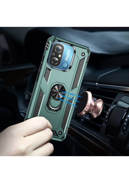 Xiaomi Redmi Için 12C 4g Telefon Kılıfı ile Halka Kickstand Şok Geçirmez Pc+Tpu Arka Kapak-Blackish Green (Yurt Dışından) fırsatları