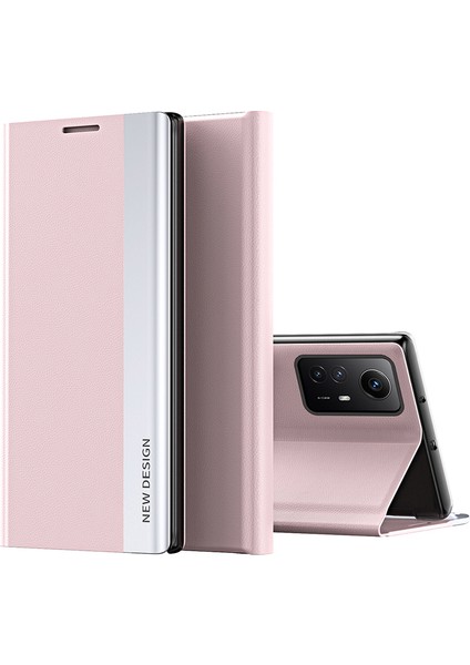 Xiaomi Için Redmi Note 12S 4g Elektraplama Pu Deri+Pc Kapak Anti-Drop Stand Telefon Vaka-Pembe (Yurt Dışından)