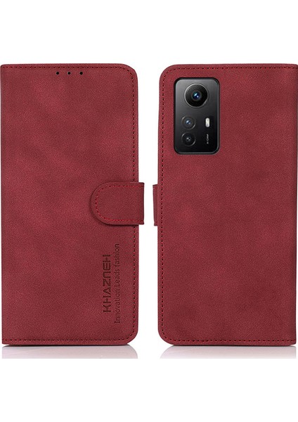 Xiaomi Redmi Için Khazneh Telefon Kılıfı Not 12S 4g Dokulu Pu Deri Flip Cüzdan Stand Kapak-Kırmızı (Yurt Dışından) fiyatları