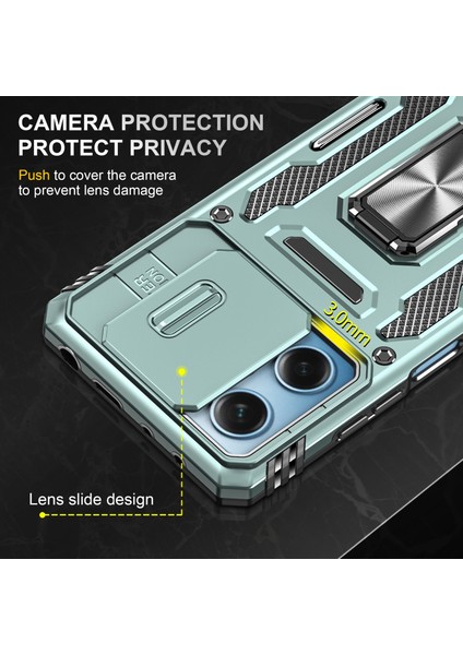 Xiaomi Redmi Için Note 12 5g (Global)/(Hindistan)/(Çin)/poco X5 5g Slayt Lens Kapağı Pc+Tpu Telefon Kılıf Kickstand Back Cover-Green (Yurt Dışından)