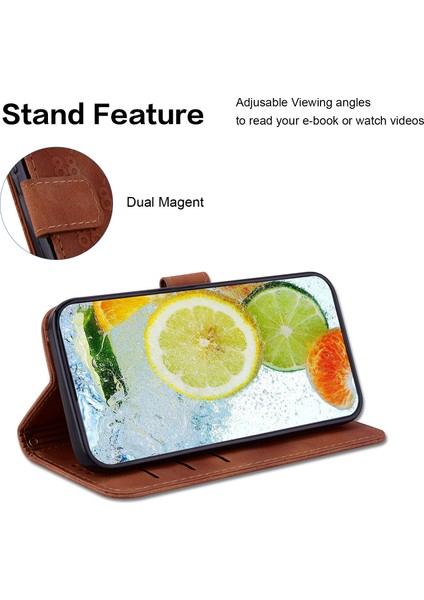 Xiaomi Poco X5 Pro 5g/redmi Için Note 12 Pro Speed ​​5g/not 12 Pro 5g Çift 8 Şekilli Baskı Kapağı Kapağı Deri Stand Telefon Case-Brown (Yurt Dışından) modelleri