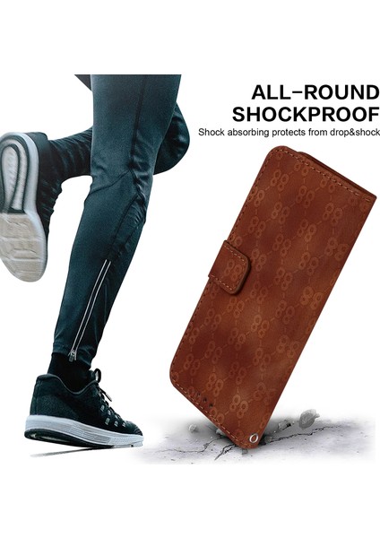 Xiaomi Poco X5 Pro 5g/redmi Için Note 12 Pro Speed ​​5g/not 12 Pro 5g Çift 8 Şekilli Baskı Kapağı Kapağı Deri Stand Telefon Case-Brown (Yurt Dışından) fırsatları