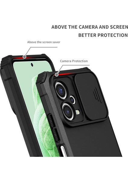 Xiaomi Redmi Için Note 12 5g (Hindistan)/poco X5 5g Pc+Tpu Kickstand Telefon Kılıfı Slayt Kameralı Kapak Black (Yurt Dışından) fiyatları