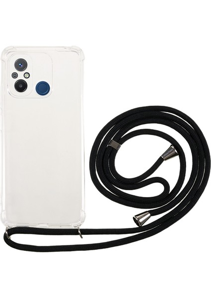 Xiaomi Redmi 12C Için 4g Telefon Tpu Kılıfı Dört Köşe Anti-Drop Anti-Drop Şeffaf Kapak Lanyard (Yurt Dışından)