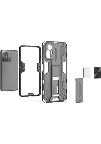 Xiaomi Için Redmi Note 12S 4g Telefon Kılıfı Önleme Önleyici Koruyucu Kapak Kickstand Hard Pc+Yumuşak Tpu Telefon Vaka-Mavisi (Yurt Dışından)