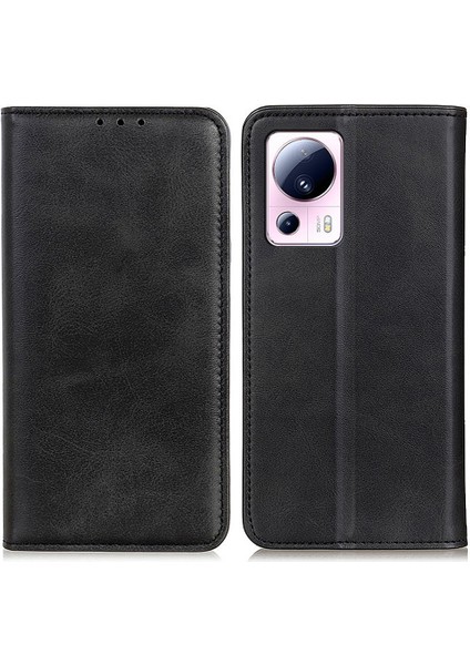 Xiaomi 13 Lite/civi 2 5g Için Bölünmüş Deri Telefon Kılıfı, Cüzdan Stand Tam Koruma Cep Telefonu Kapak Black (Yurt Dışından)