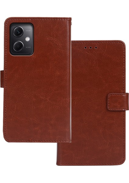 Xiaomi Redmi Için Note 12 5g (Global)/(Hindistan)/poco X5 5g Çılgın At Dokusu Pu Deri Telefon Kılıf Cüzdanı Manyetik Kapanma Stand Folio Cover-Brown (Yurt Dışından)
