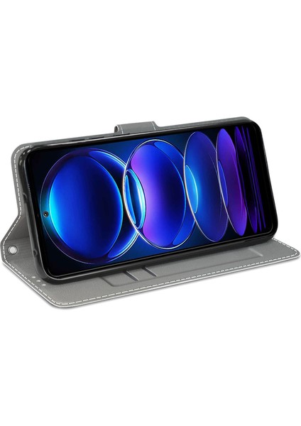 Xiaomi Redmi Için Deri Telefon Kılıfı Not 12 5g (Çin)/(Hindistan)/(Global)/poco X5 5g, Kart Tutucu Stand Desen Baskı Kapak Sarı Kedi/kazak (Yurt Dışından)