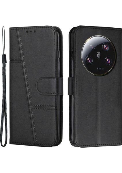 Xiaomi Için Cüzdan Stand Kılıfı 13 Ultra Manyetik Toka Folio Flip Pu Deri Cep Telefonu Damla Geçirmez Kapak Black (Yurt Dışından)