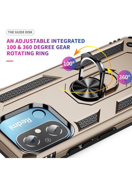 Xiaomi Redmi Için 12C 4g Telefon Kılıfı ile Ring Kickstand Şok Geçirmez Pc+Tpu Arka Kapak-Arka (Yurt Dışından) modelleri