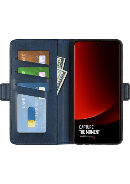 Xiaomi Için 13 Ultra Şok Geçirmez Cüzdan Flip Telefon Kapağı Buzağı Dokusu Pu Deri Stand Folio Case-Blue (Yurt Dışından) fiyatları
