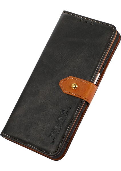 Xiaomi Için Khazneh Redmi Not 12 4g Pu Deri Cowhide Doku Telefon Kılıfı Cüzdan Stand Telefon Kapağı Black (Yurt Dışından)