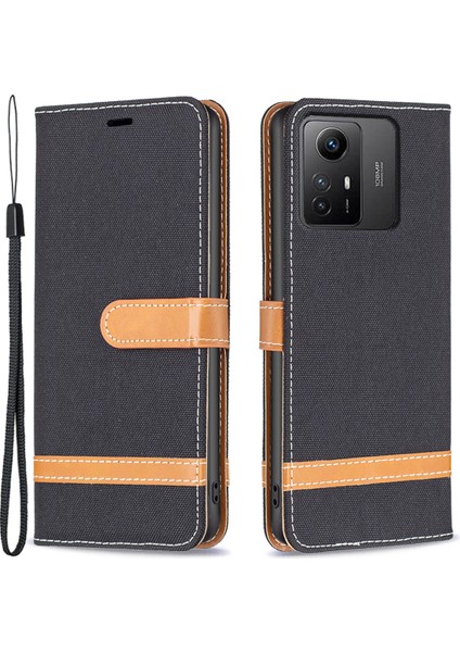 Xiaomi Için Redmi Note 12S 4g Stand Kılıf Kot Pus Cülten Pu Deri+Tpu Telefon Kapak Black (Yurt Dışından)