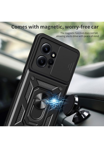 Xiaomi Için Redmi Note 12 4g Kickstand Telefon Kasası Slayt Lens Koruma Pc+Tpu Kapak-Altın (Yurt Dışından) modelleri