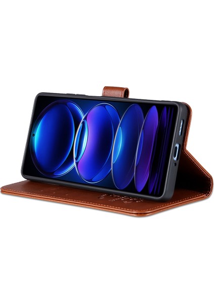 Xiaomi Redmi Için Note 12 5g (Global)/(Hindistan)/(Çin)/poco X5 5g Pu Deri Telefon Kılıf Cüzdan Stand Telefon Kapak-Kahverengi (Yurt Dışından) modelleri