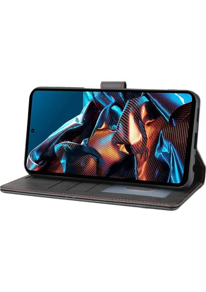 Xiaomi Redmi Için Note 12 Pro 5g/12 Pro Speed ​​5g/poco X5 Pro 5g Yatay Hat Stand Cüzdan Deri Kapak Black (Yurt Dışından)