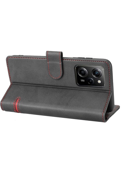 Xiaomi Redmi Için Note 12 Pro 5g/12 Pro Speed ​​5g/poco X5 Pro 5g Yatay Hat Stand Cüzdan Deri Kapak Black (Yurt Dışından)