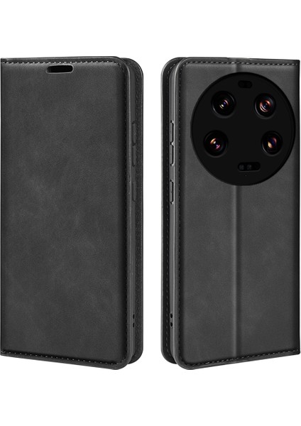 Xiaomi 13 Ultra Şok Geçirmez Pu Deri Deri Cüzdan Flip Kılıf Cilt Touch Stand Cep Telefonu Kapak Black (Yurt Dışından)