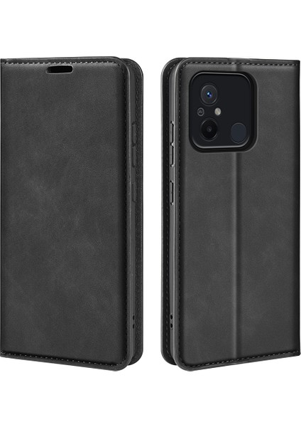 Xiaomi Redmi 12C 4g Manyetik Cep Telefonu Kapak Standı Stand Cüzdan Cilt Dostu Anti-Fall Deri Anti Deri Telefon Kılıfı (Yurt Dışından)