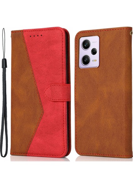 Xiaomi Poco X5 Pro 5g/redmi Için Note 12 Pro Speed ​​5g/12 Pro 5g Anti-Drop Stant Kılıfı Ekleme Pu Deri Cüzdan Telefon Kapak-Brown // Kırmızı (Yurt Dışından)