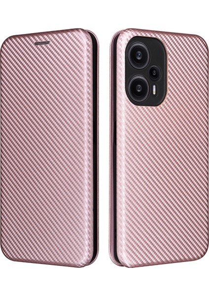 Xiaomi Için Redmi Note 12 Turbo/poco F5 5g Karbon Fiber Doku Deri Kılıf Flip Stand Cep Telefonu Kapak Golü Altın (Yurt Dışından)