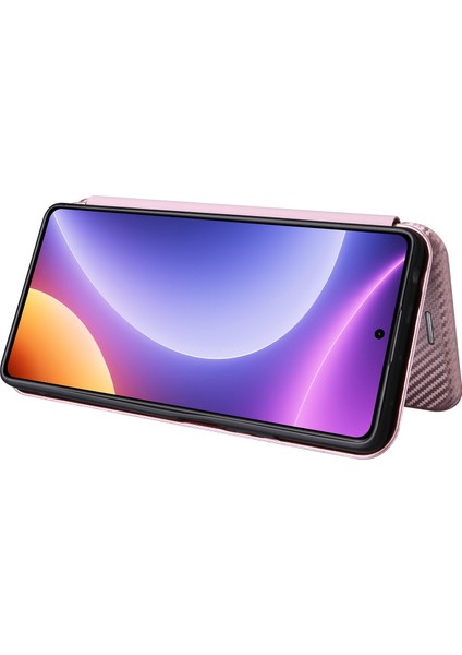 Xiaomi Için Redmi Note 12 Turbo/poco F5 5g Karbon Fiber Doku Deri Kılıf Flip Stand Cep Telefonu Kapak Golü Altın (Yurt Dışından)