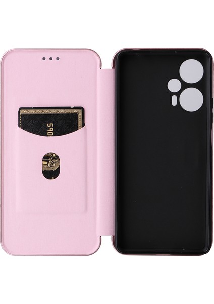 Xiaomi Için Redmi Note 12 Turbo/poco F5 5g Karbon Fiber Doku Deri Kılıf Flip Stand Cep Telefonu Kapak Golü Altın (Yurt Dışından)