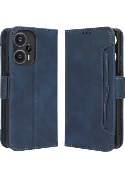 Xiaomi Için Redmi Note 12 Turbo 5g/poco F5 5g Deri Cüzdan Telefon Kılıfı Çoklu Kart Yuvası Stand Telefon Kapak-Mavi (Yurt Dışından)