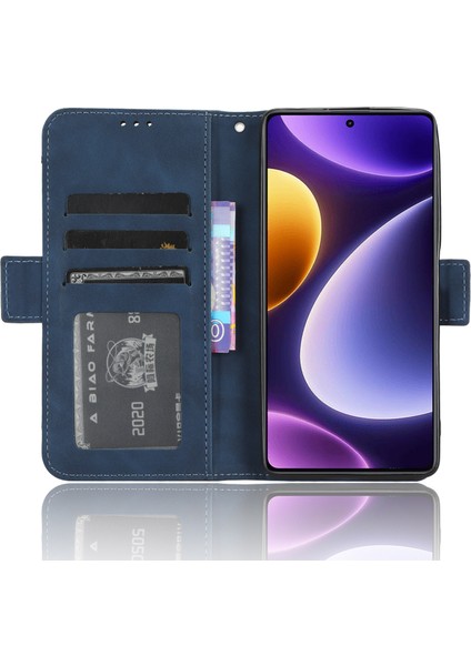 Xiaomi Için Redmi Note 12 Turbo 5g/poco F5 5g Deri Cüzdan Telefon Kılıfı Çoklu Kart Yuvası Stand Telefon Kapak-Mavi (Yurt Dışından)