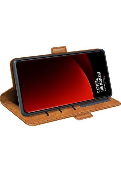 Xiaomi 13 Ultra Şok Geçirmez Cüzdan Flip Telefon Kapağı Buzağı Dokusu Pu Deri Stand Folio Kılıf Sarı (Yurt Dışından) modelleri