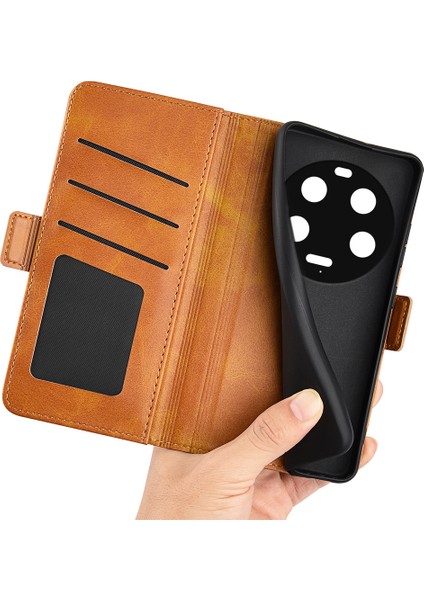 Xiaomi 13 Ultra Şok Geçirmez Cüzdan Flip Telefon Kapağı Buzağı Dokusu Pu Deri Stand Folio Kılıf Sarı (Yurt Dışından) fırsatları