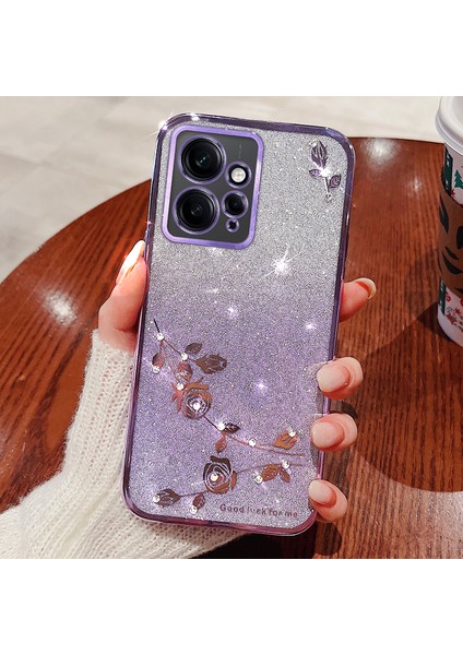 Xiaomi Için Redmi Note 12 4g Tpu Case Controısıss Gradient Glitter Flower Rhinestone Telefon Kapak Morası (Yurt Dışından)
