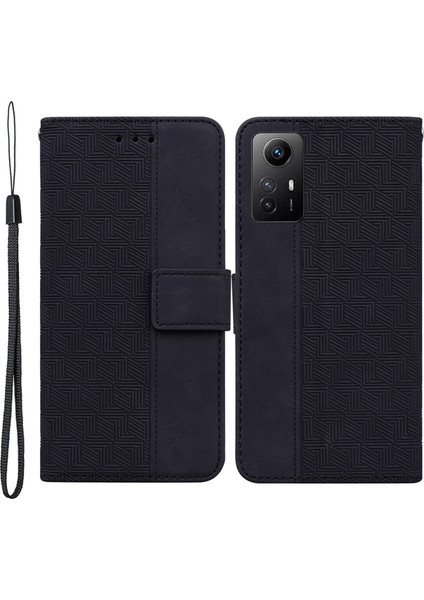 Xiaomi Için Redmi Note 12S 4g Geometri Basılı Baskılı Düşüş Koşullu Pu Deri Cüzdan Stand Telefon Mobil Case Black (Yurt Dışından)