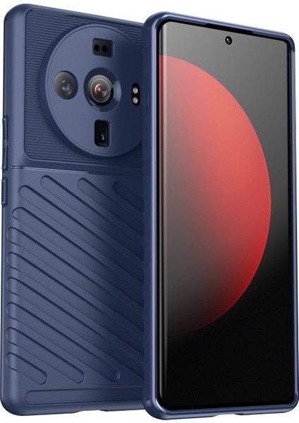 Xiaomi 12S Ultra 5g Thunder Serisi Kalınlaştırılmış Tpu Telefon Kılıfı Twill Doku Fingerprint Anti-Shock Koruyucu Mavi (Yurt Dışından)