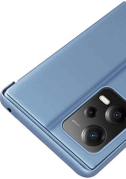 Xiaomi Için Poco X5 5g/redmi Note 12 5g (Global)/(Hindistan)/(Çin) Görüntüle Pencere Telefon Standı Kılıfı Elektraparma Ayna Yüzey Deri Kapak Silver (Yurt Dışından)