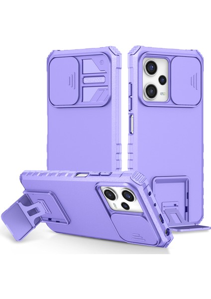 Xiaomi Redmi Için Kickstand Telefon Kılıfı Note 12 Pro 5g/note 12 Pro Speed ​​5g/poco X5 Pro 5g, Slayt Kamera Koruma Pc+Tpu Arka Kapak-Mor (Yurt Dışından)