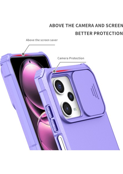 Xiaomi Redmi Için Kickstand Telefon Kılıfı Note 12 Pro 5g/note 12 Pro Speed ​​5g/poco X5 Pro 5g, Slayt Kamera Koruma Pc+Tpu Arka Kapak-Mor (Yurt Dışından) fiyatları