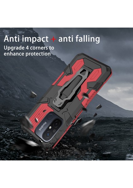 Mechwarrior Xiaomi Redmi 12C 4g Kickstand Kemer Klibi Tpu+Pc Geri Kapak-Kırmızı (Yurt Dışından) indirimleri
